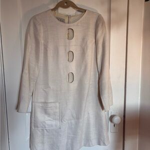 Cream Long Sleeve Sheath Dress